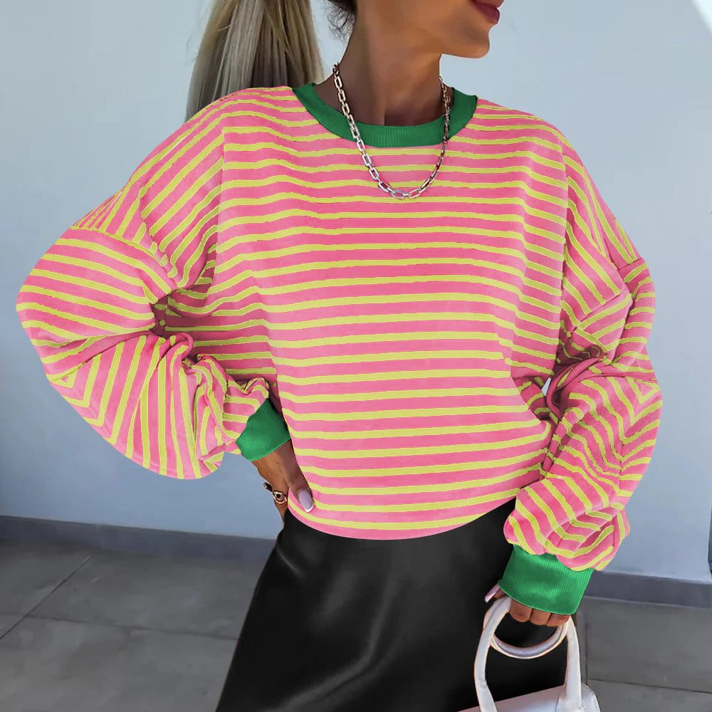 Stribet Boxy Sweatshirt til Damer - View 19