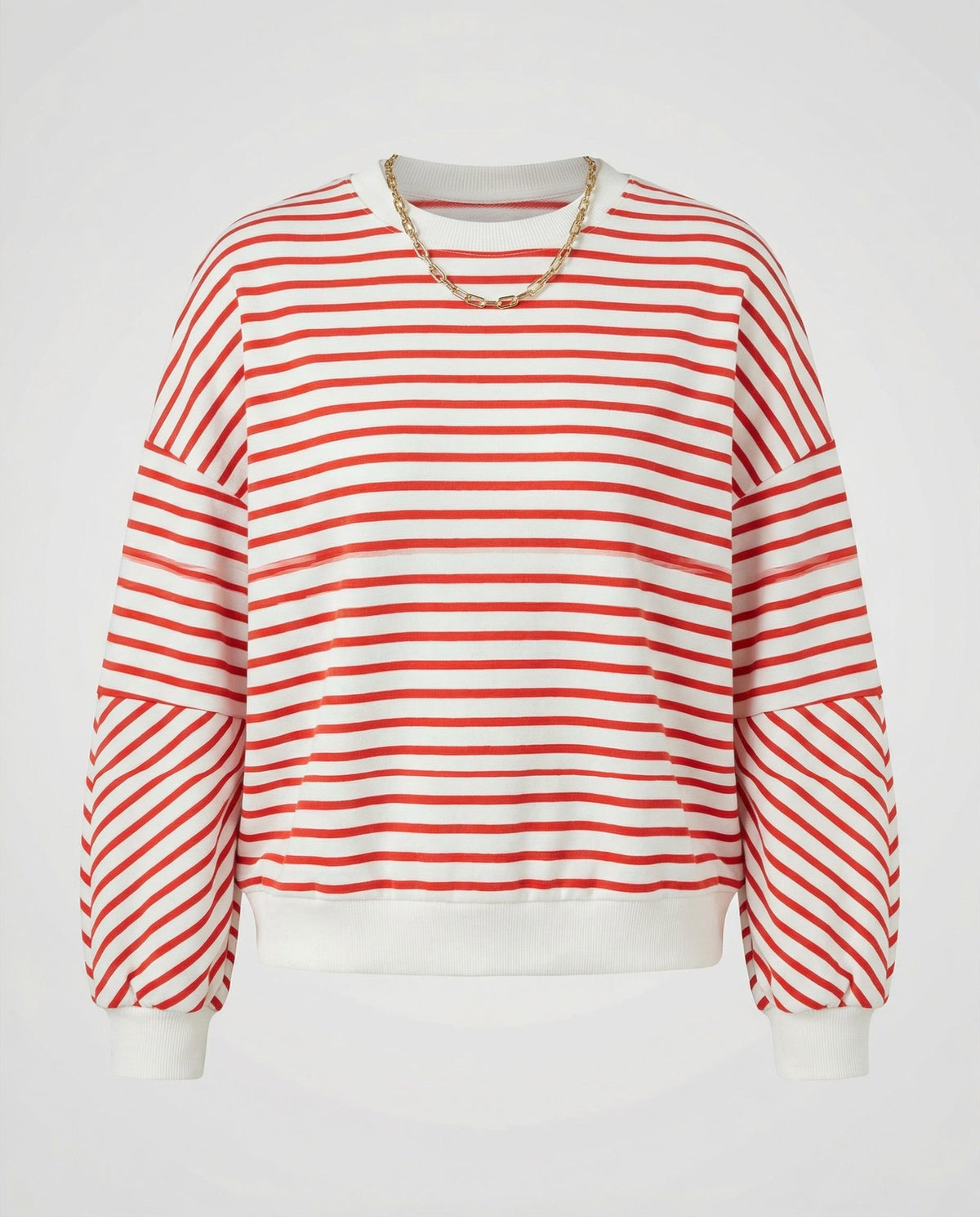 Stribet Boxy Sweatshirt til Damer - Rød