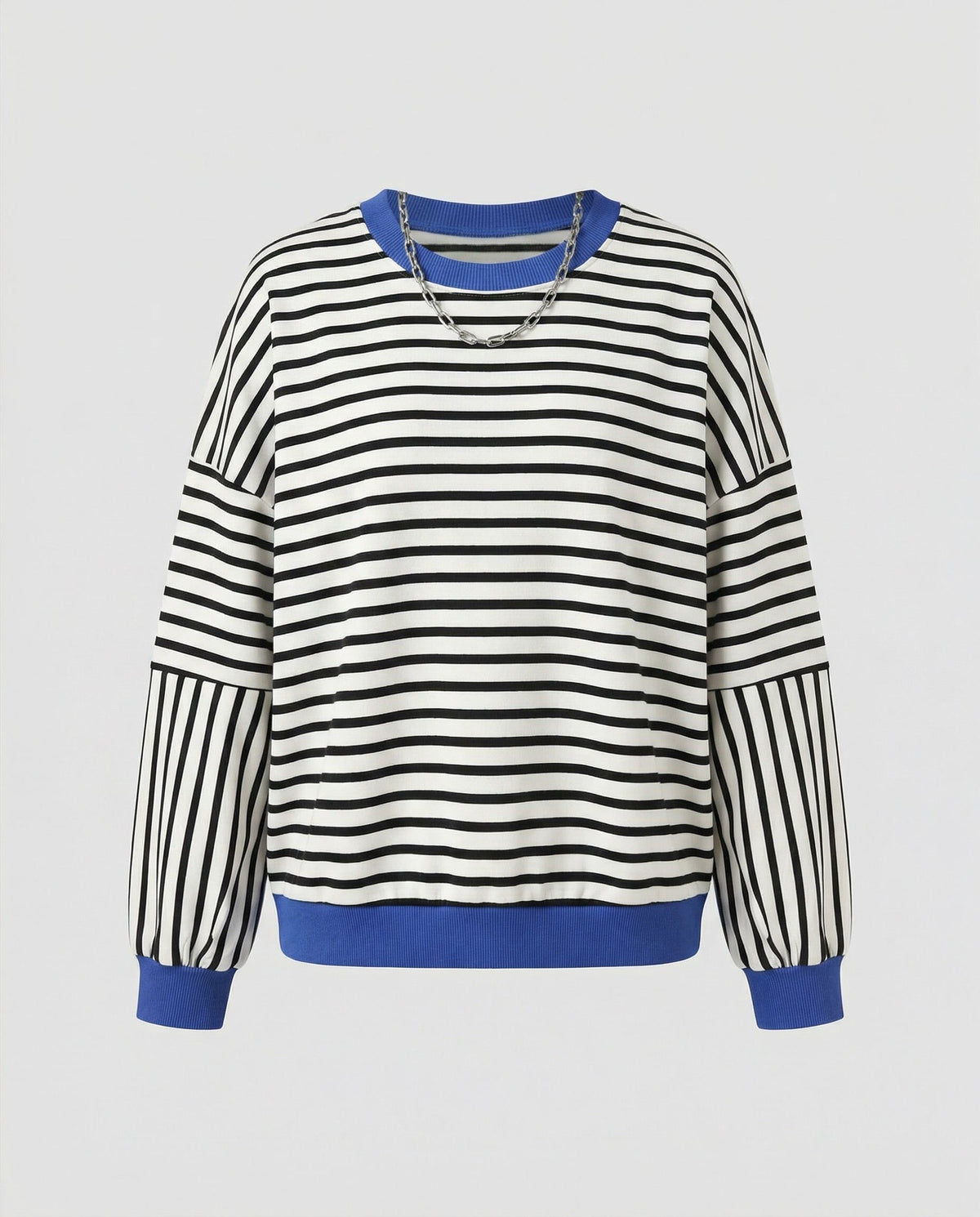 Stribet Boxy Sweatshirt til Damer - Sort