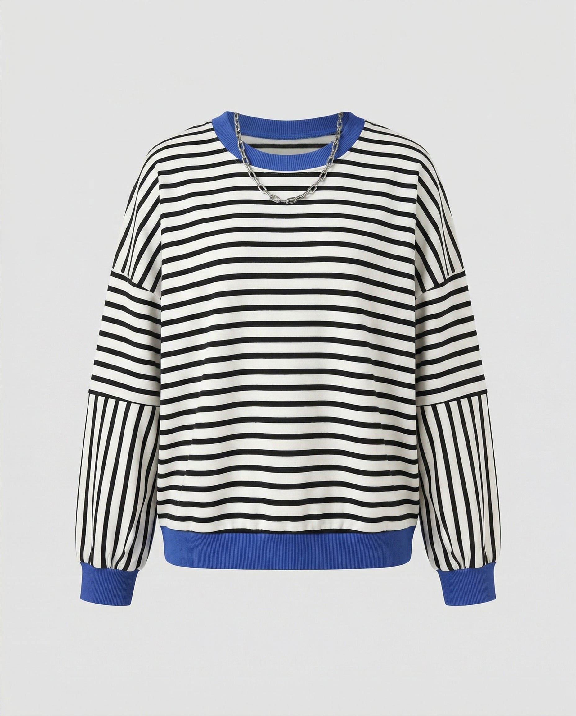 Stribet Boxy Sweatshirt til Damer - Sort