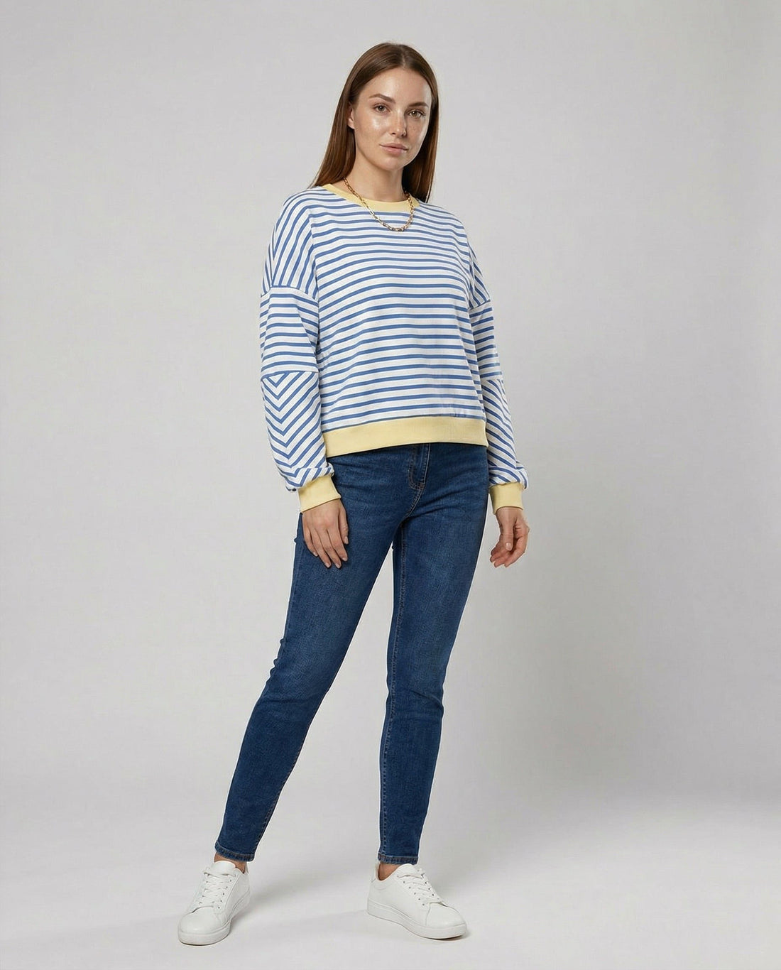 Stribet Boxy Sweatshirt til Damer