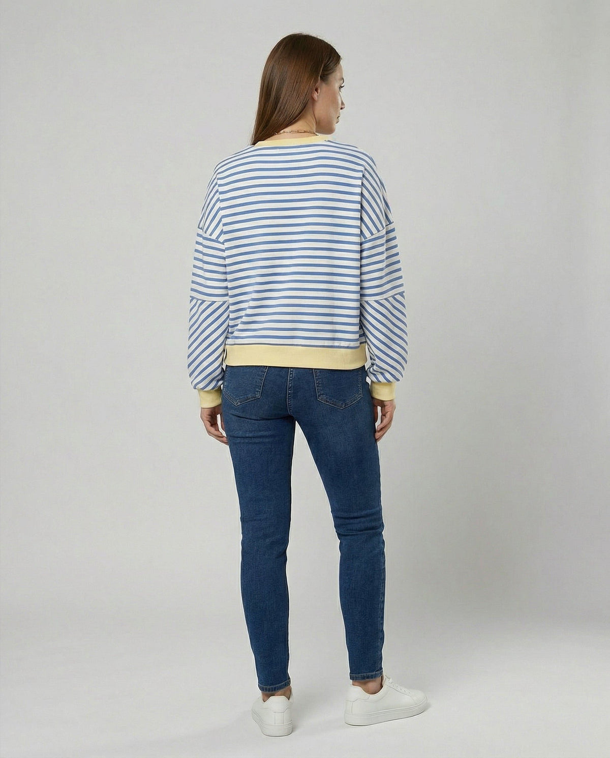 Stribet Boxy Sweatshirt til Damer - View 3