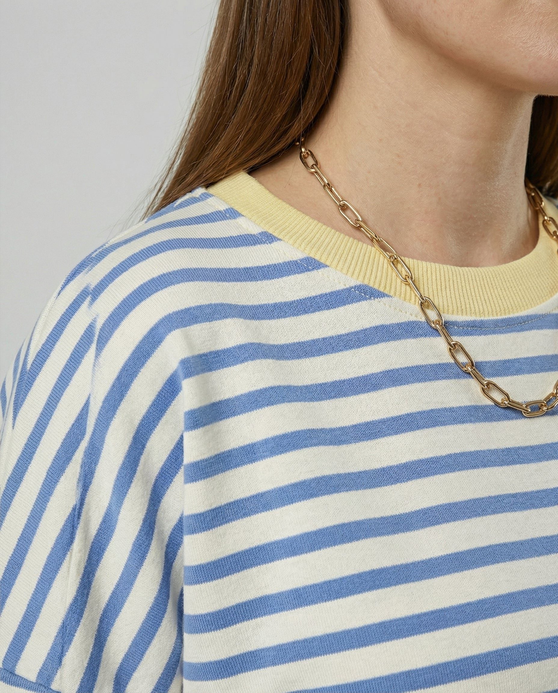 Stribet Boxy Sweatshirt til Damer - View 4