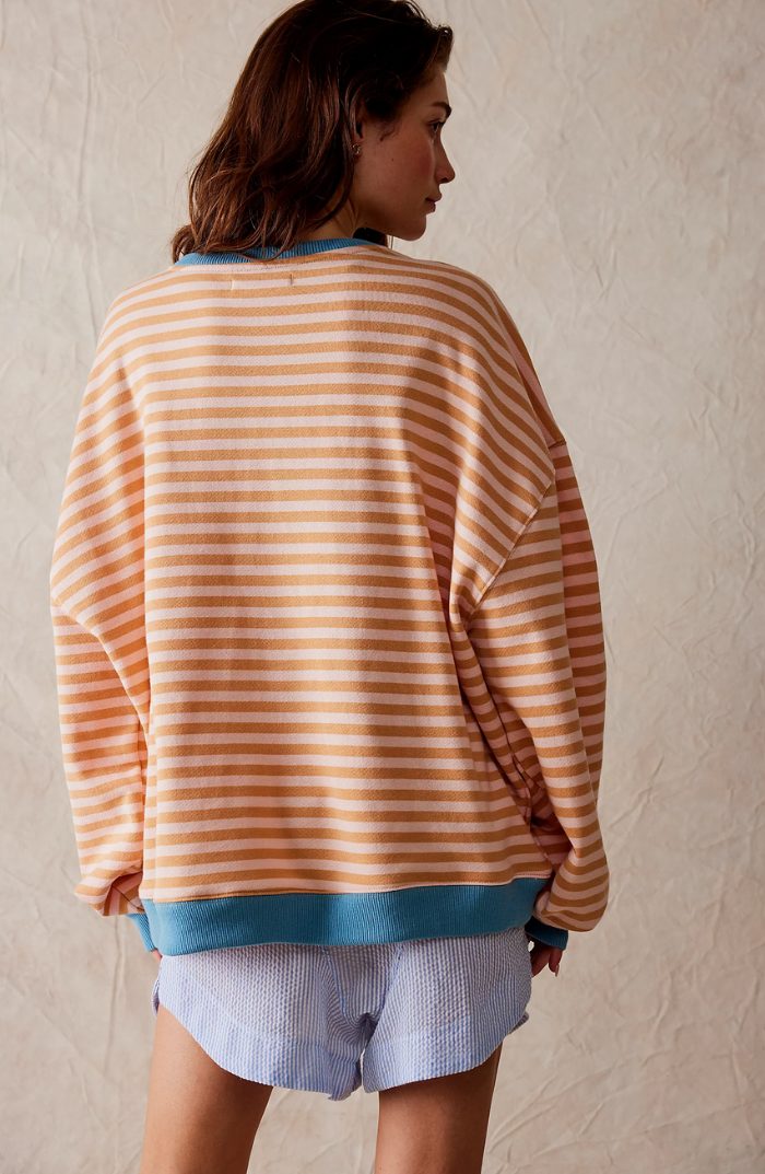 Stribet Sweatshirt med Kontrastdetaljer til Damer
