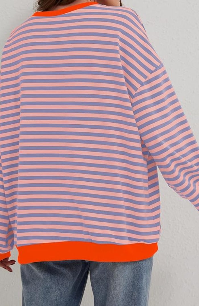 Stribet Sweatshirt med Kontrastdetaljer til Damer