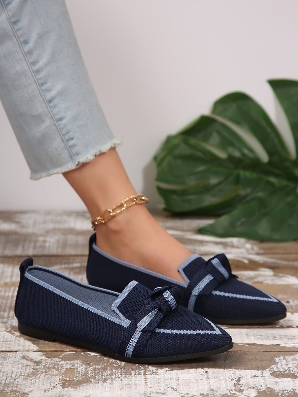 Strikkede Loafers med Spids Tå til Damer