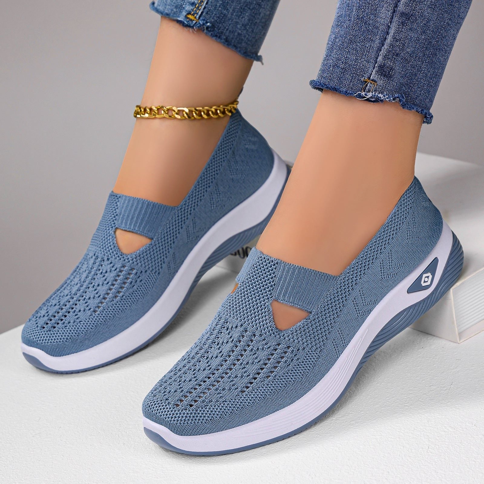 Strikkede Slip-On Sneakers med Åben Tå til Damer