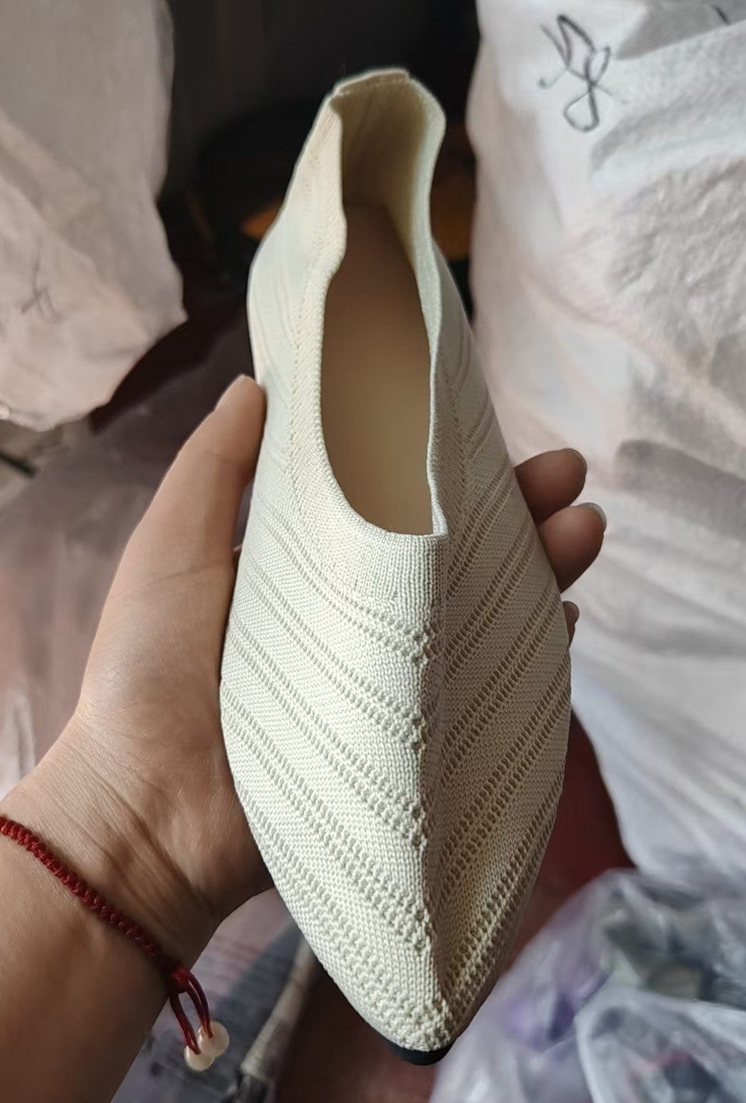 Strikkede Spids Tå Ballerinaer til Damer