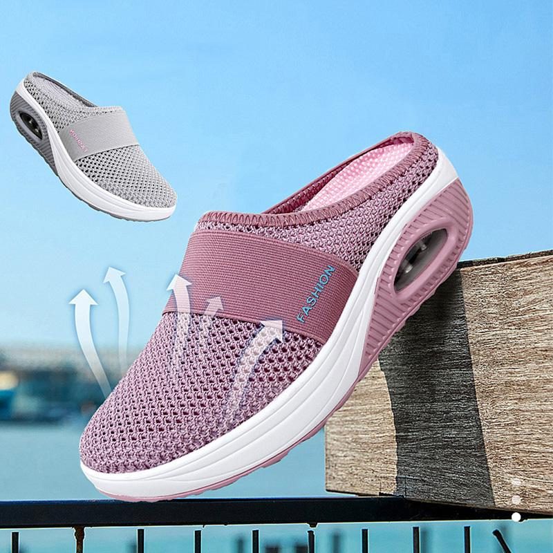Strikket Slip-On Sneakers med Blokhæl til Damer
