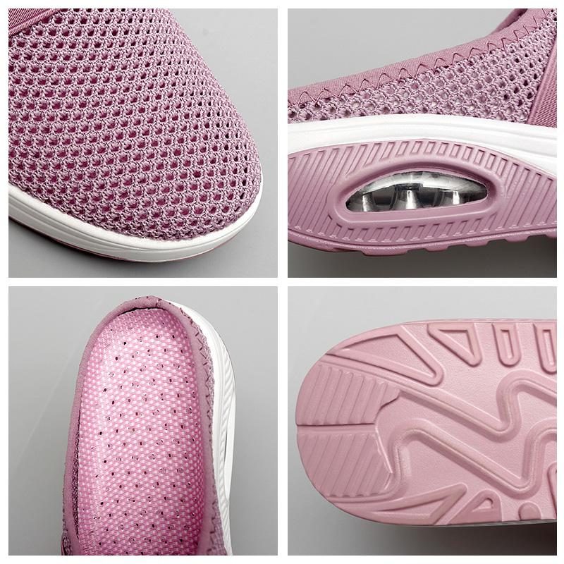 Strikket Slip-On Sneakers med Blokhæl til Damer - View 3
