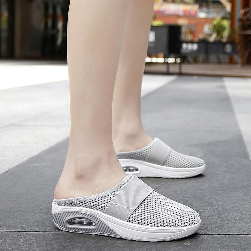 Strikket Slip-On Sneakers med Blokhæl til Damer - View 6