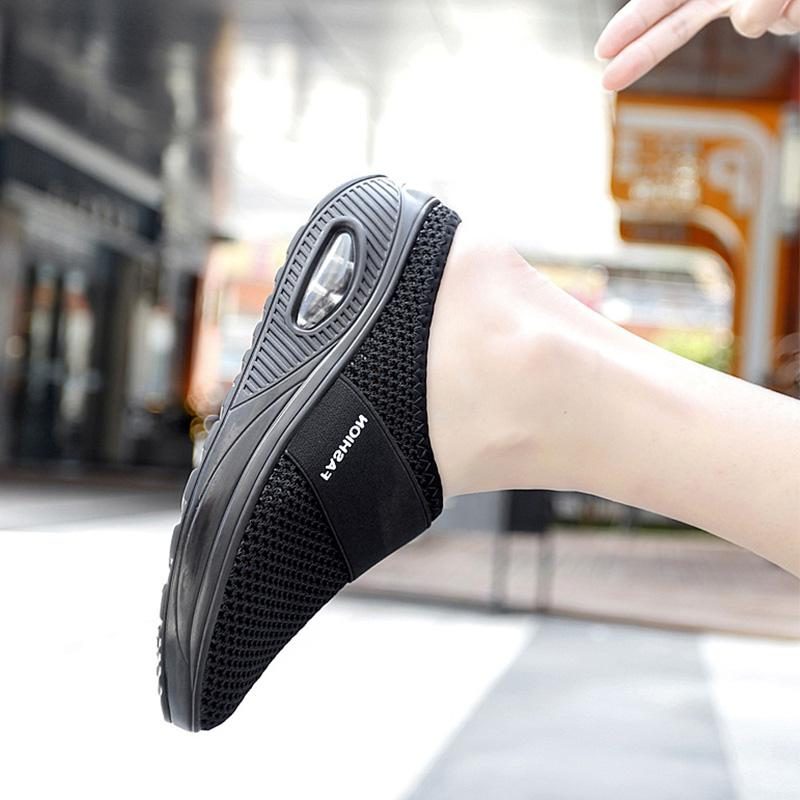 Strikket Slip-On Sneakers med Blokhæl til Damer - View 7