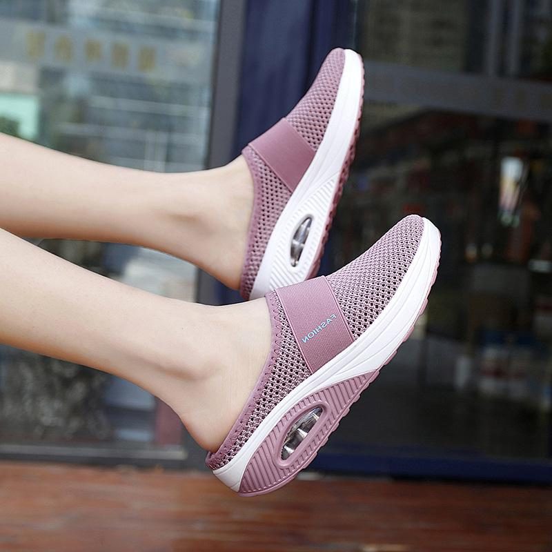 Strikket Slip-On Sneakers med Blokhæl til Damer