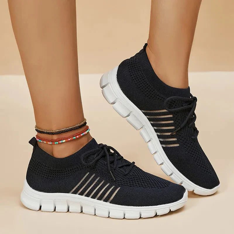 Strikket Sneakers med Snørering til Damer