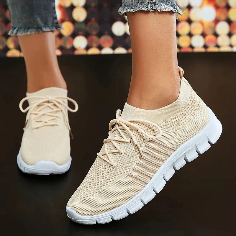 Strikket Sneakers med Snørering til Damer