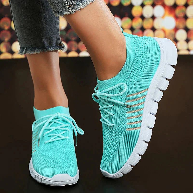 Strikket Sneakers med Snørering til Damer