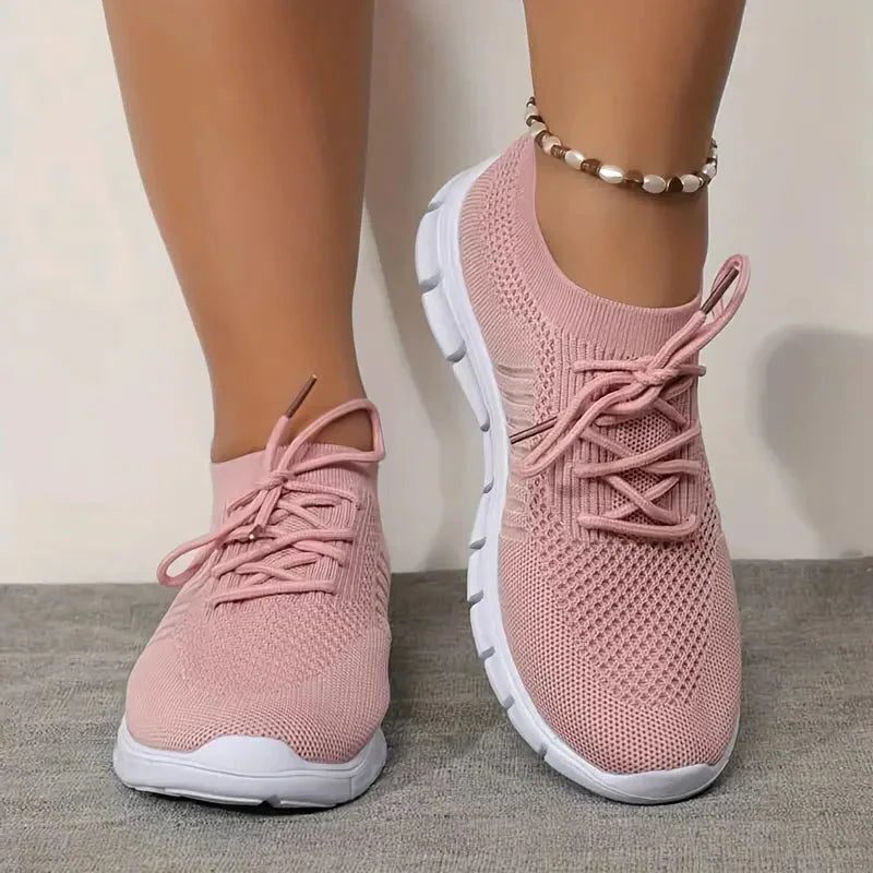 Strikket Sneakers med Snørering til Damer