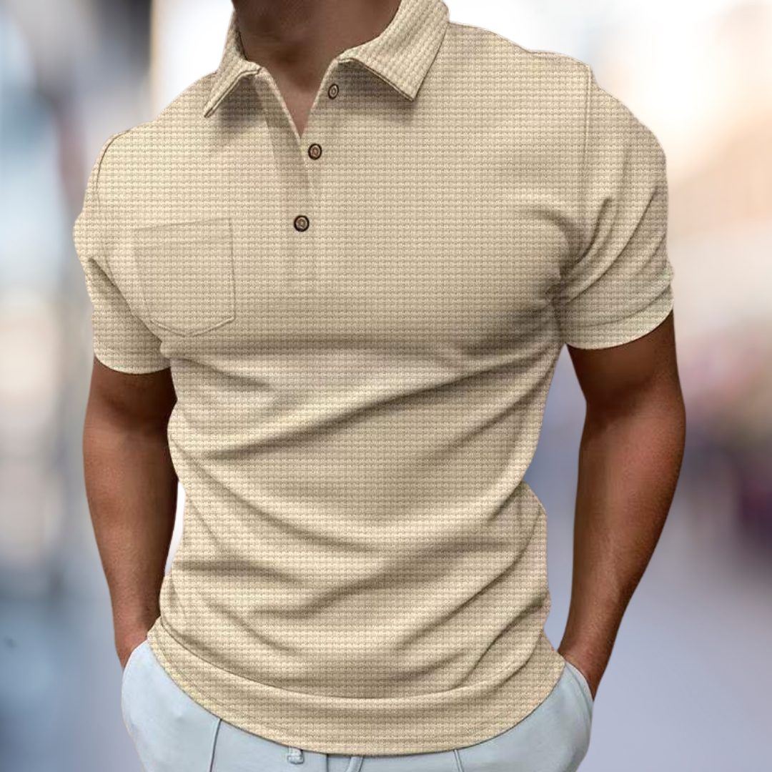 Struktureret Poloshirt med Korte Ærmer til Herrer