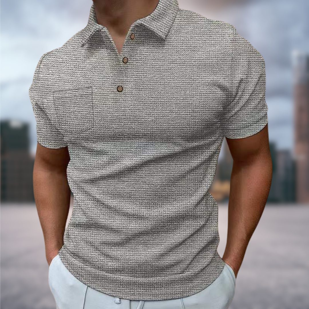 Struktureret Poloshirt med Korte Ærmer til Herrer - View 3