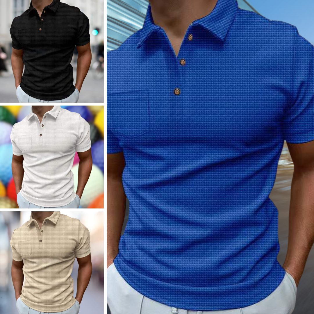 Struktureret Poloshirt med Korte Ærmer til Herrer - View 4