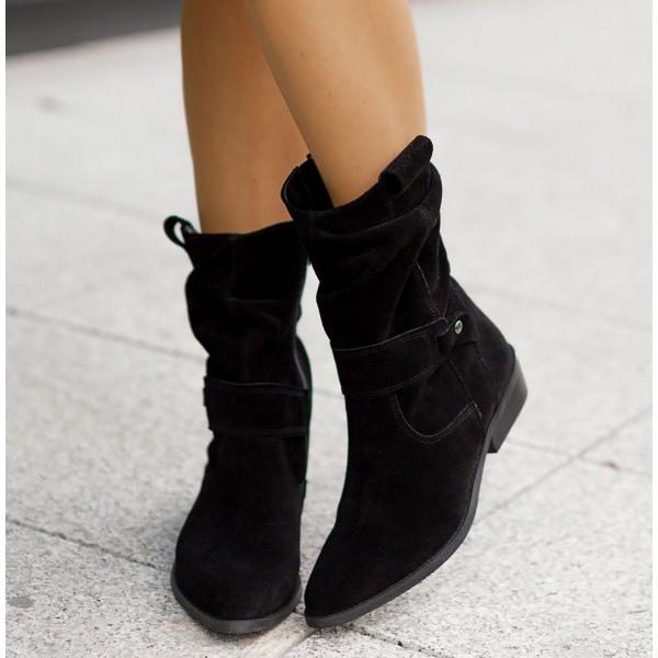 Suede Ankelstøvler med Blokhæl til Damer - View 10