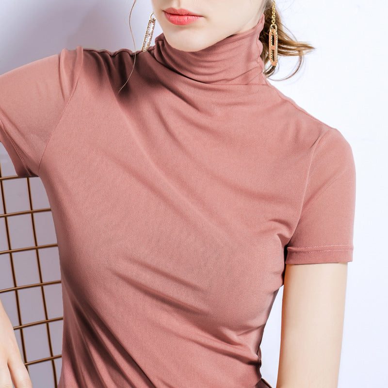 T-shirt med Rullekrave og Stræk til Damer