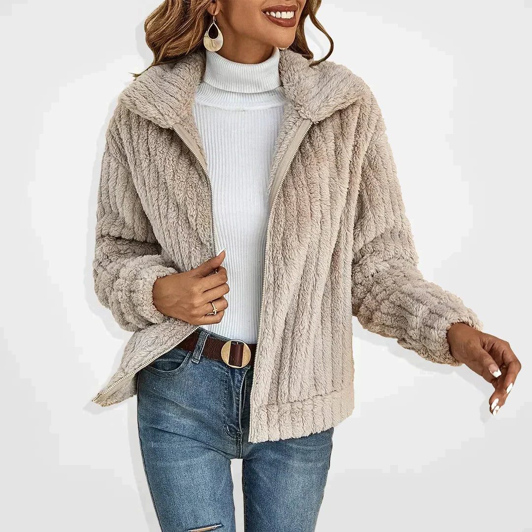 Teddy Cardigan med Opstående Krave til Damer