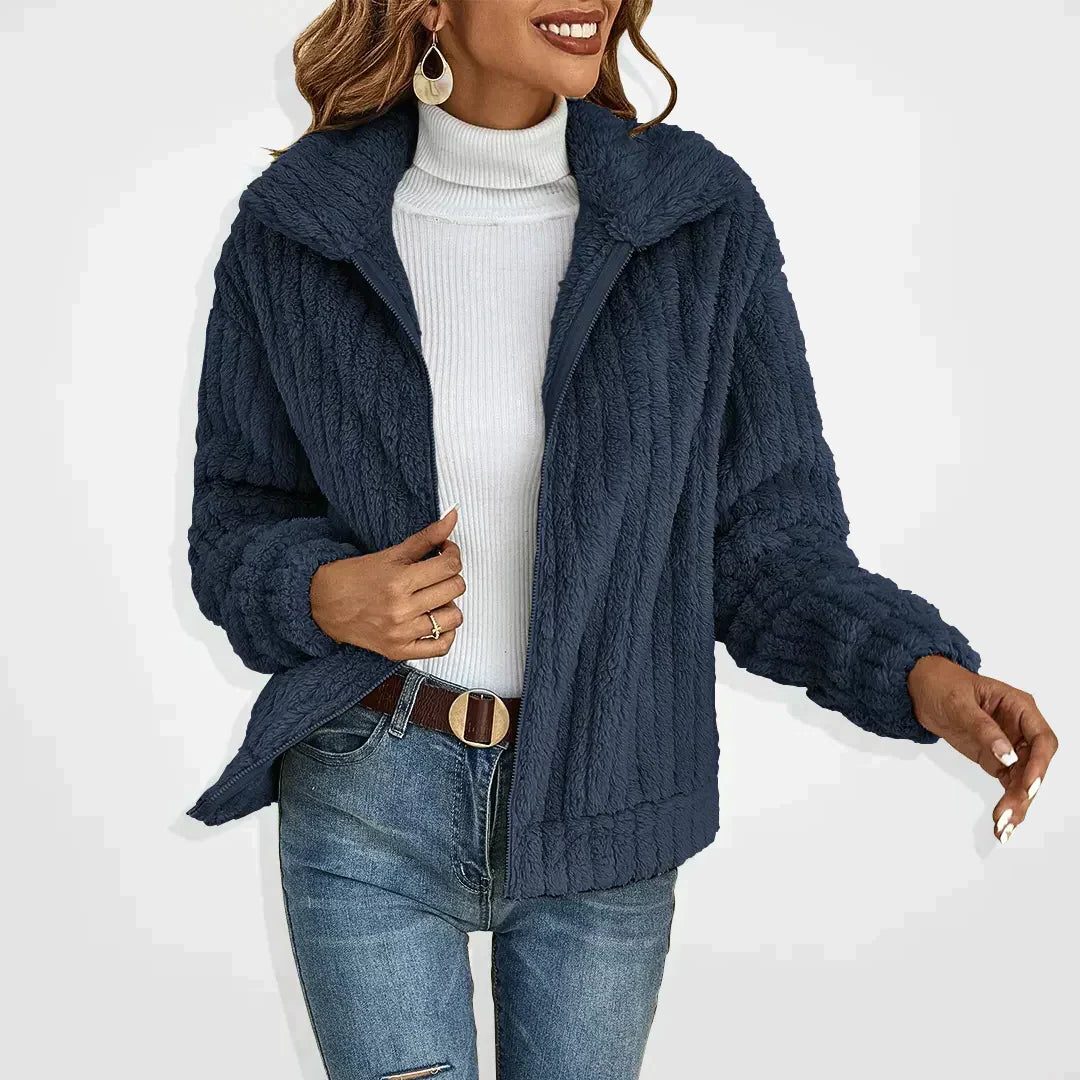 Teddy Cardigan med Opstående Krave til Damer
