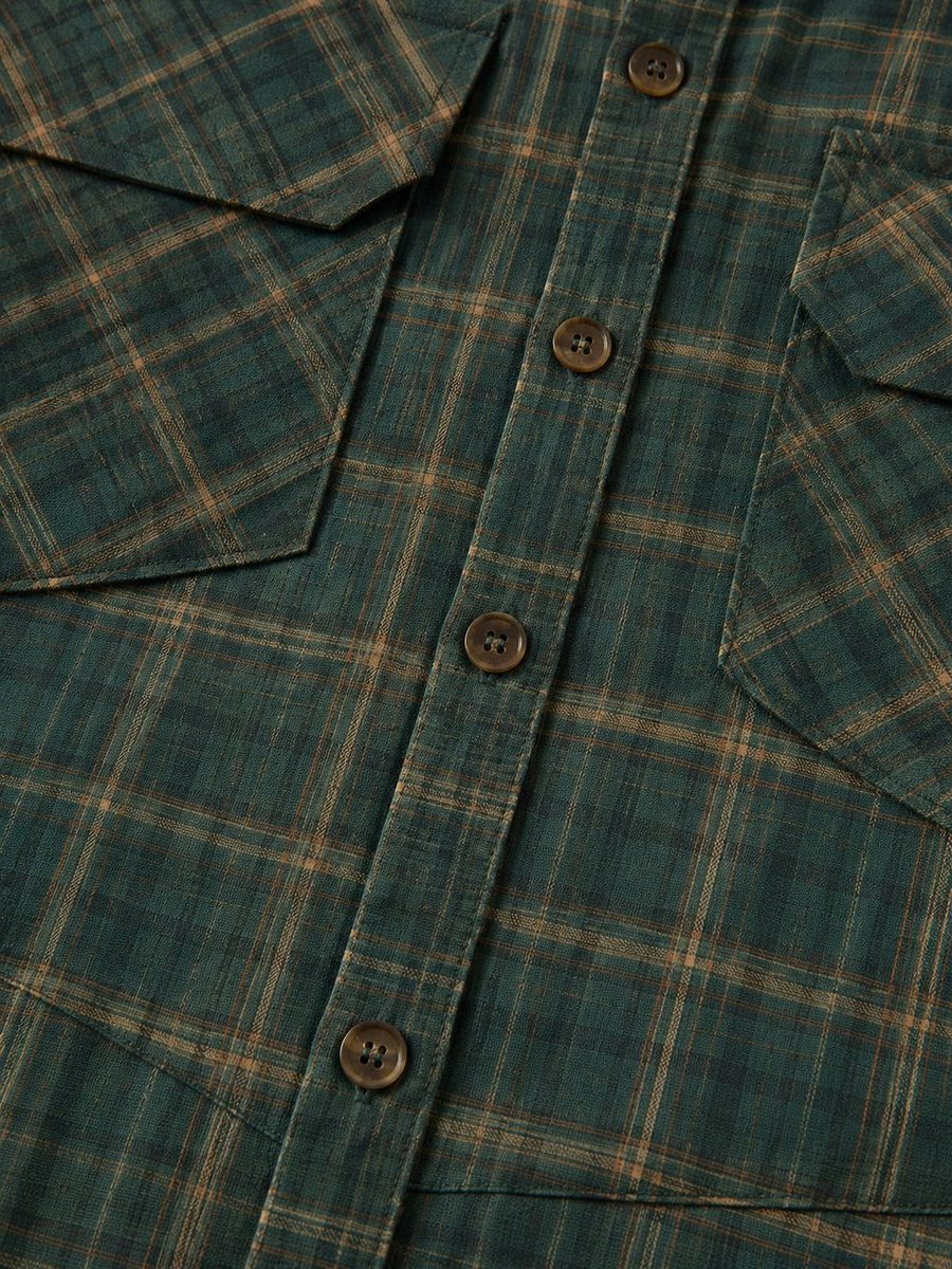 Ternet Flannel Maxi Skjortekjole til Damer - View 5