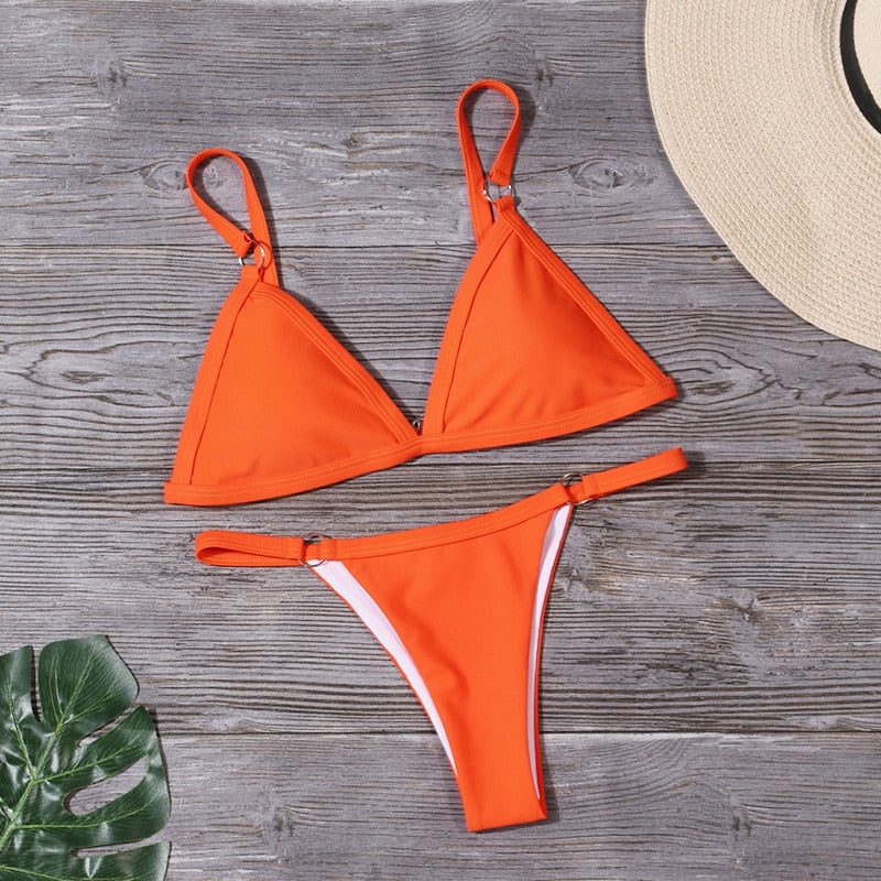 Trekant Bikini med Ringdetaljer til Damer