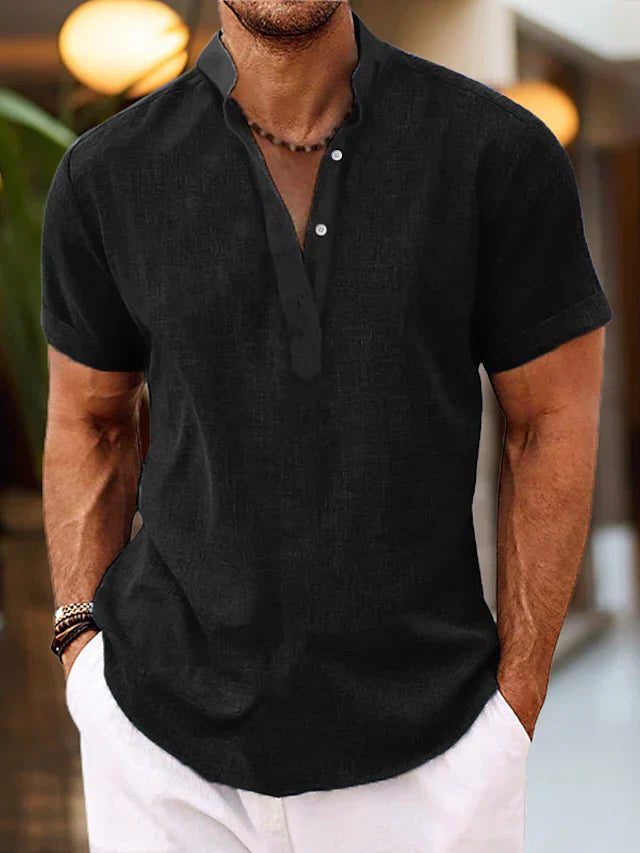 Poloshirt med V-Hals og Korte Ærmer til Herrer