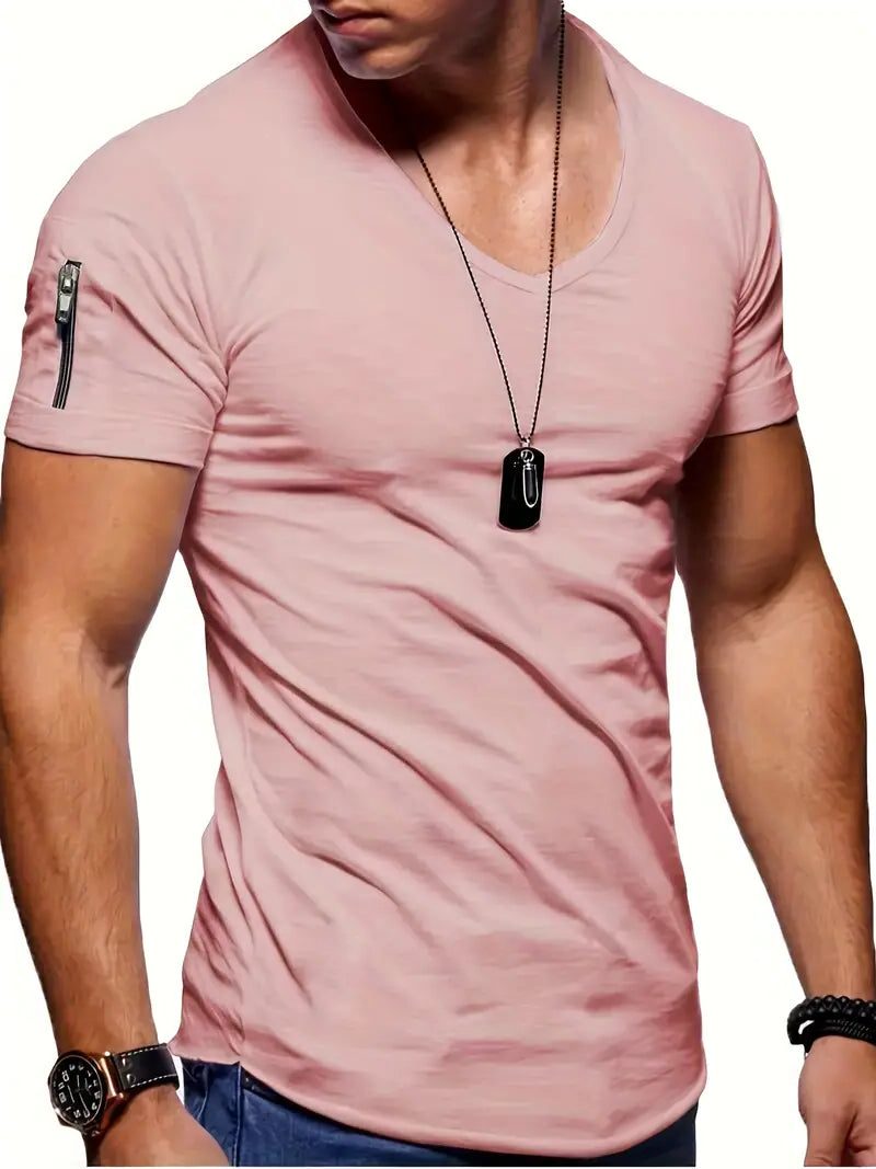 V-hals T-shirt til Herrer - Pink