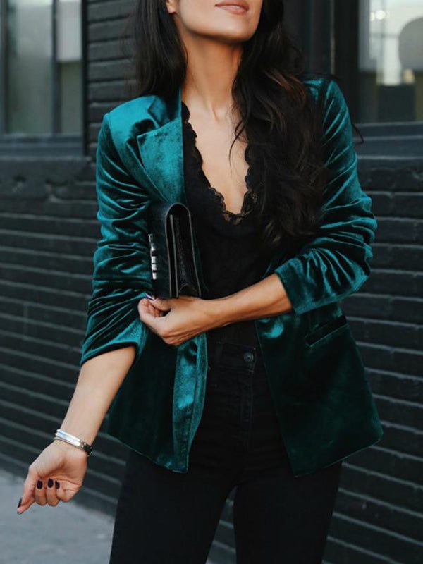 Velour Blazer med Reverskrave til Damer