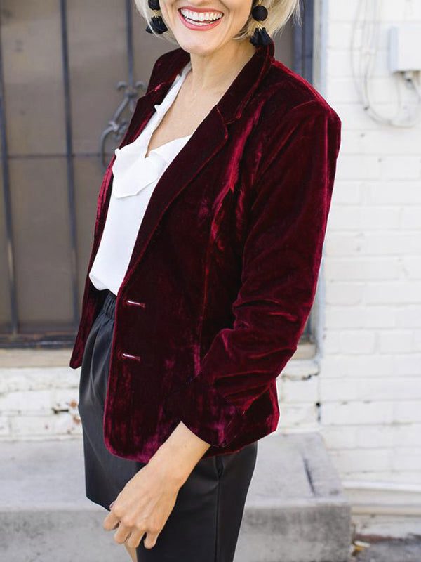 Velour Blazer med Reverskrave til Damer - View 2