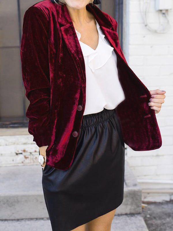 Velour Blazer med Reverskrave til Damer - View 3