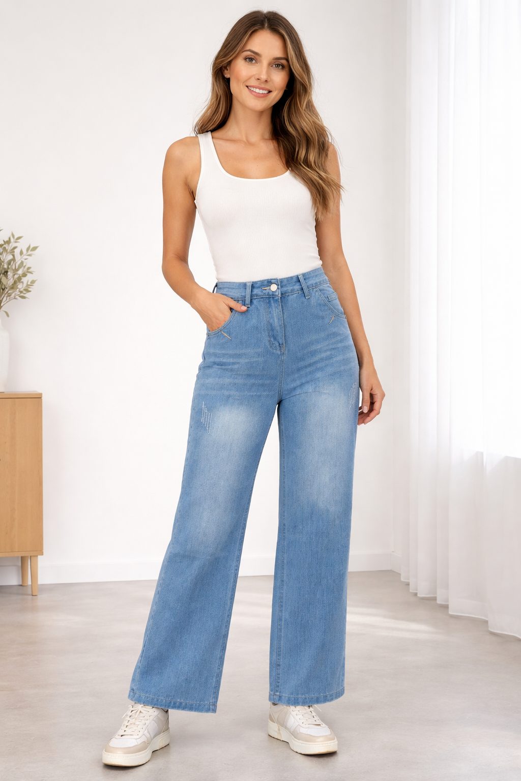 Vide Jeans med Distressed-detaljer til Damer