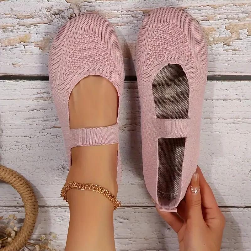 Vævede Ballerinaer med Ankelrem til Damer - Pink