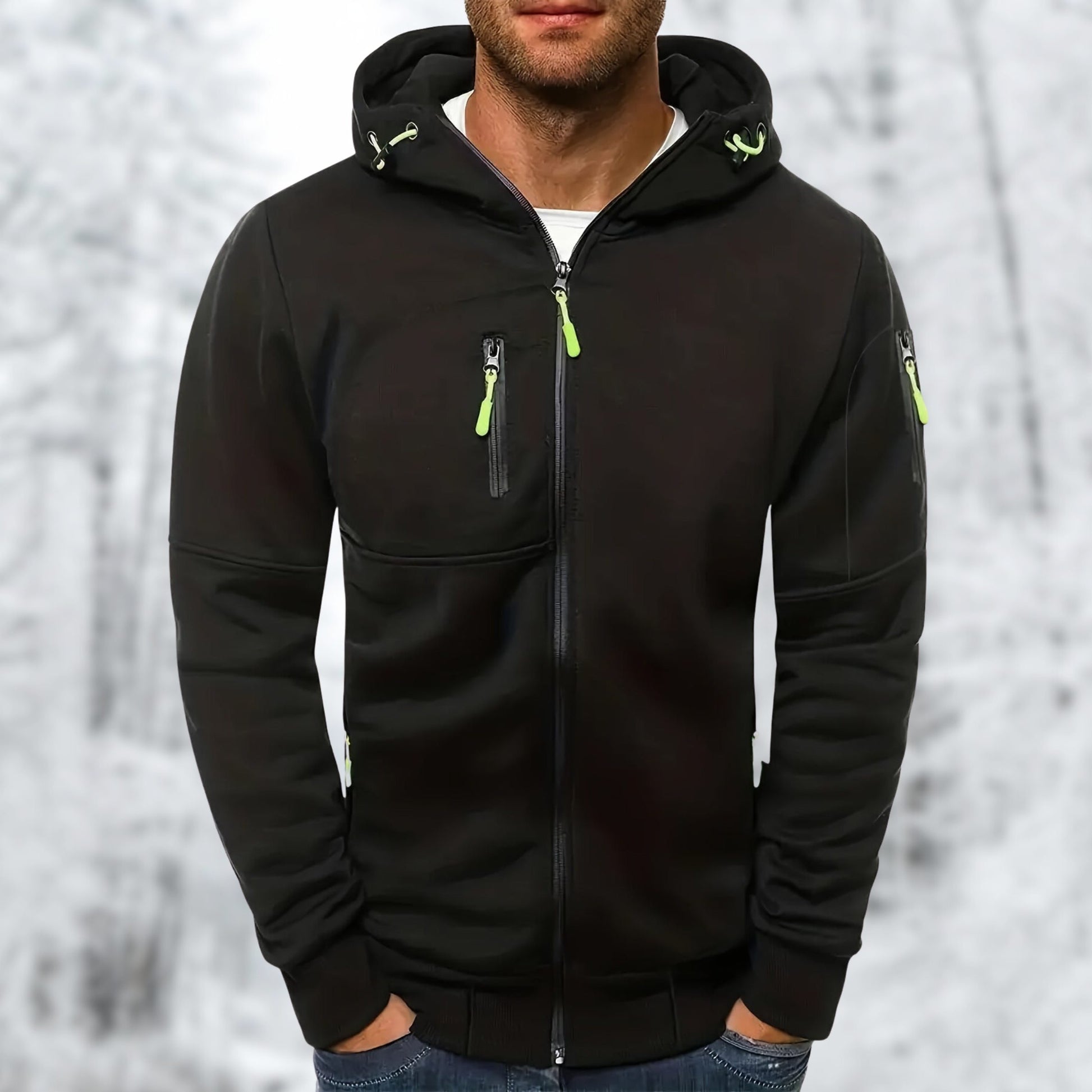 Zip-Up Hættetrøje med Lomme til Herrer