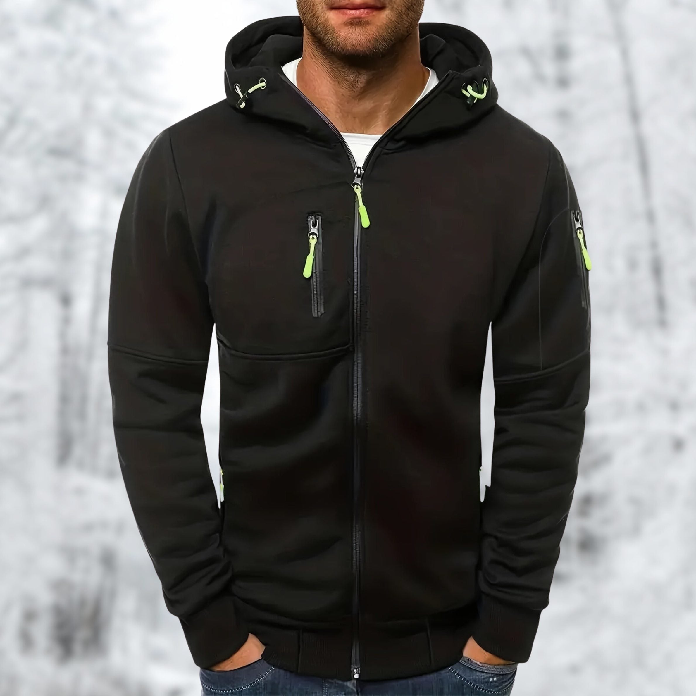 Zip-Up Hættetrøje med Lomme til Herrer