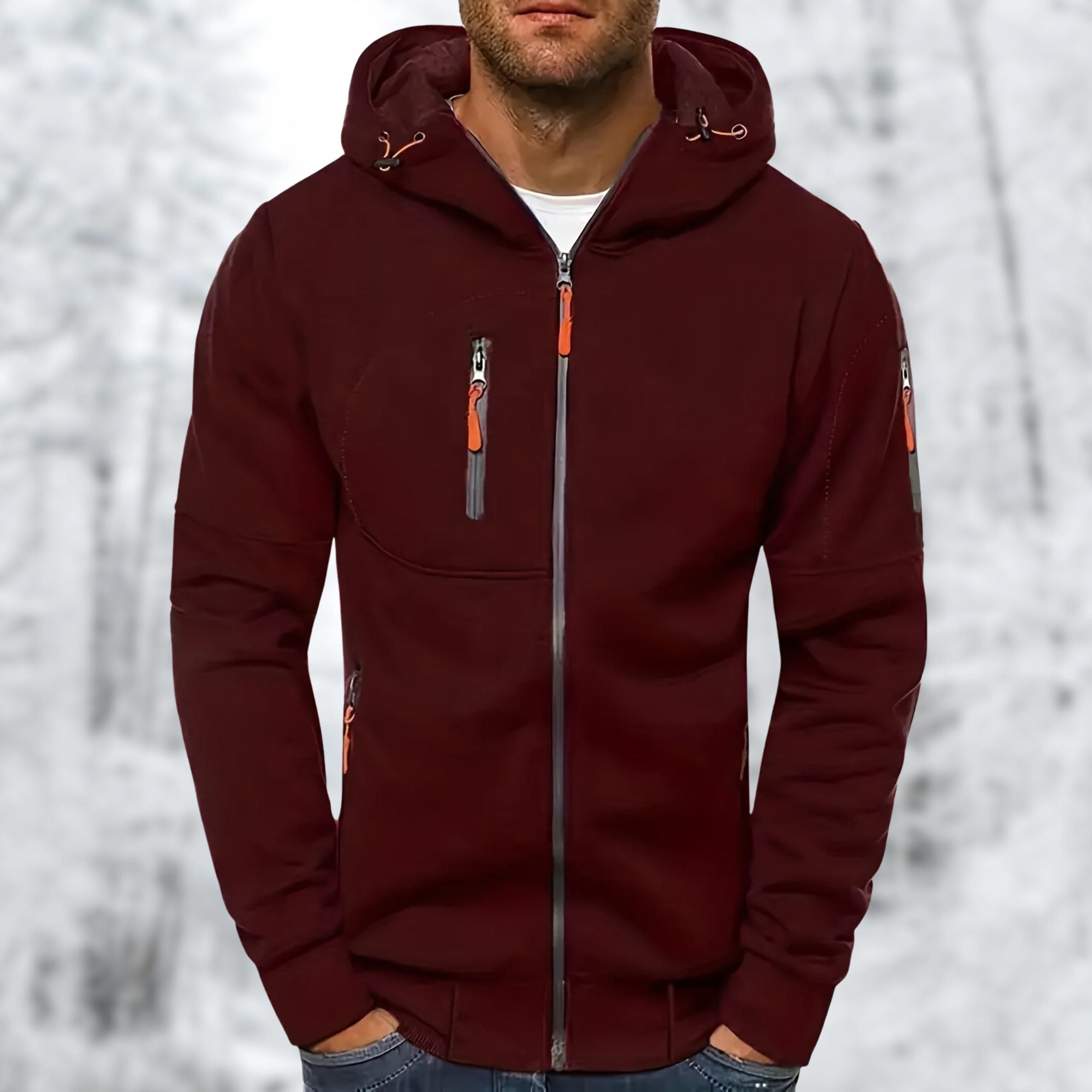 Zip-Up Hættetrøje med Lomme til Herrer